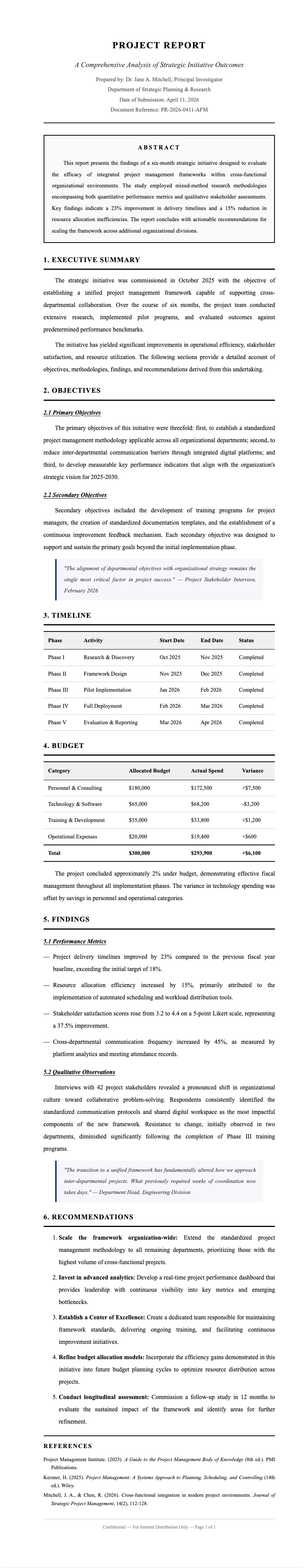Academic formal project report